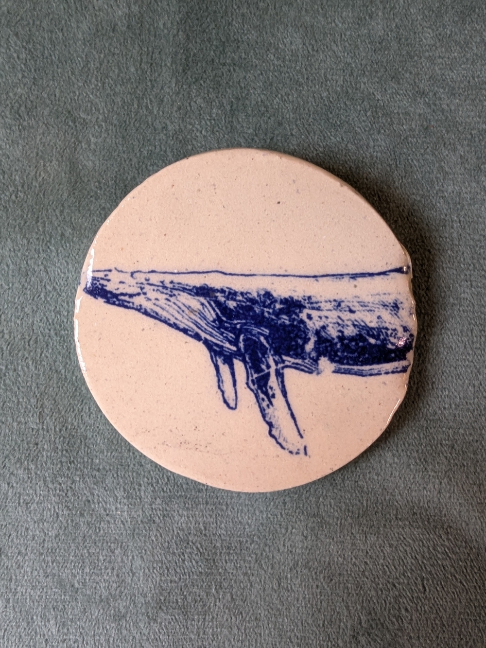 Blue Whale Art Magnet on Cream Background